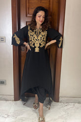 Black Embroidered Hi Low Set